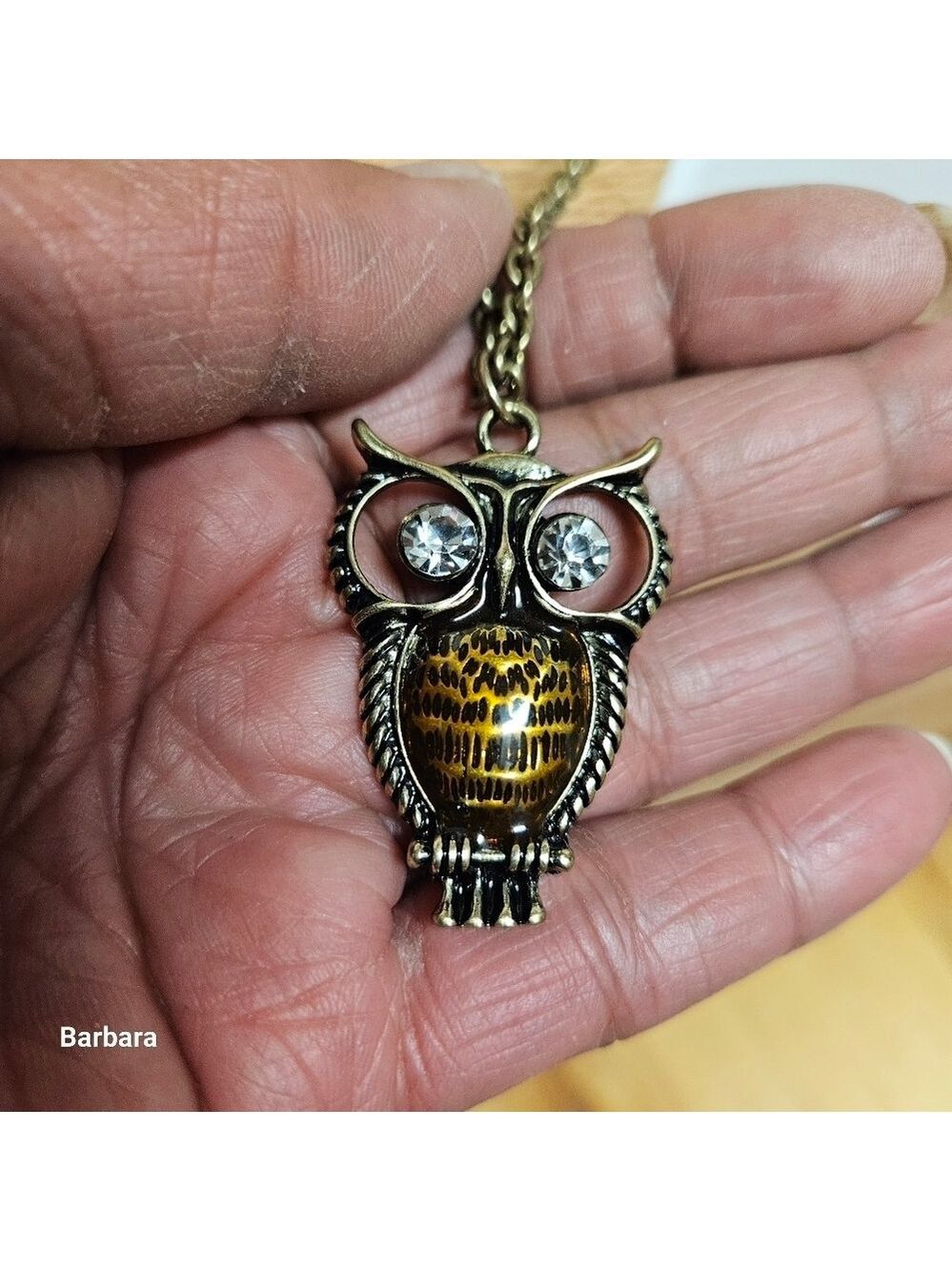 Vintage Gold-tone Owl Pendant Necklace